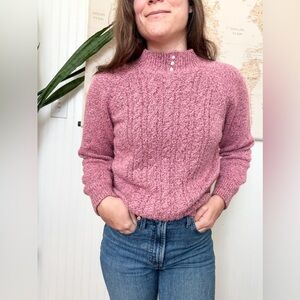 Vintage Karen Scott Textured Pink Sweater with Pearl Detail